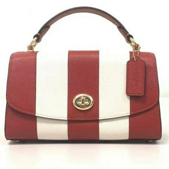 Coach Red/White striped leather bag - Picture 2 of 5